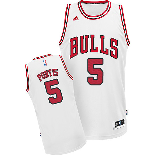 Men's Adidas Chicago Bulls #5 Bobby Portis Swingman White Home NBA Jersey W1V3