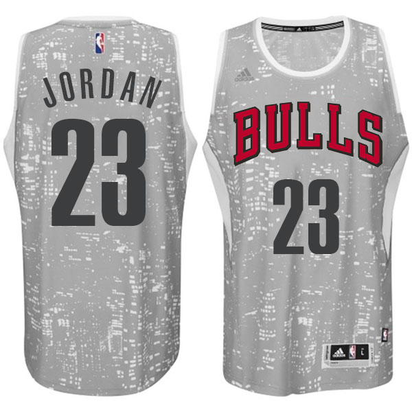 Men's Adidas Chicago Bulls #23 Michael Jordan Authentic Grey City Light NBA Jersey U1A5