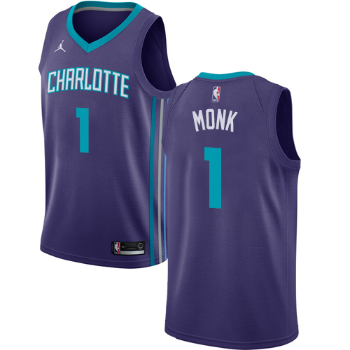 Men's Nike Jordan Charlotte Hornets #1 Malik Monk Swingman Purple NBA Jersey Statement Edition L1R8